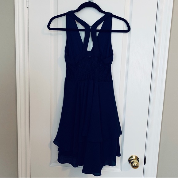 NEW BCBG halter cocktail dress navy - Picture 3 of 6